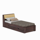 Rubikk Solid Sheesham Wood Single Bed With Two Drawers (Walnut Finish)